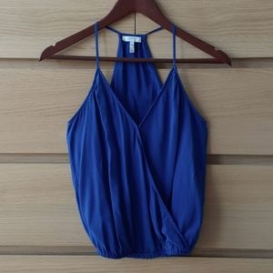 Joie 100% Silk Blue Surplice Wrap Cami Racerback Blouse Top XXS
